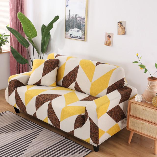 Geometric Printed Stretch Sofa Covers For Living Room Modern Style Sofa Slipcovers All Seasons Available Couch 1 /2 /3 /4 Seater