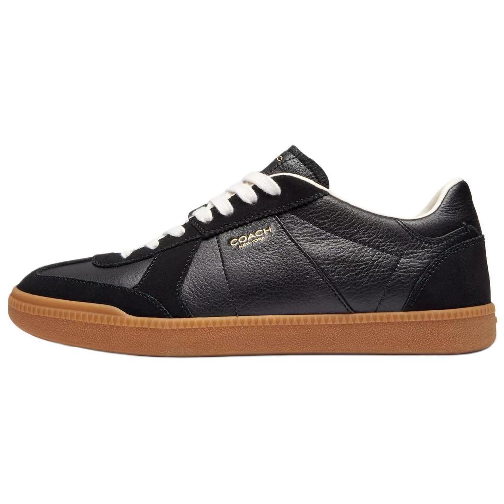 Coach Ellis Leather Suede Round Toe Lace-Up Low-Top Sneakers Women sneakers Black CAQ33-BLK