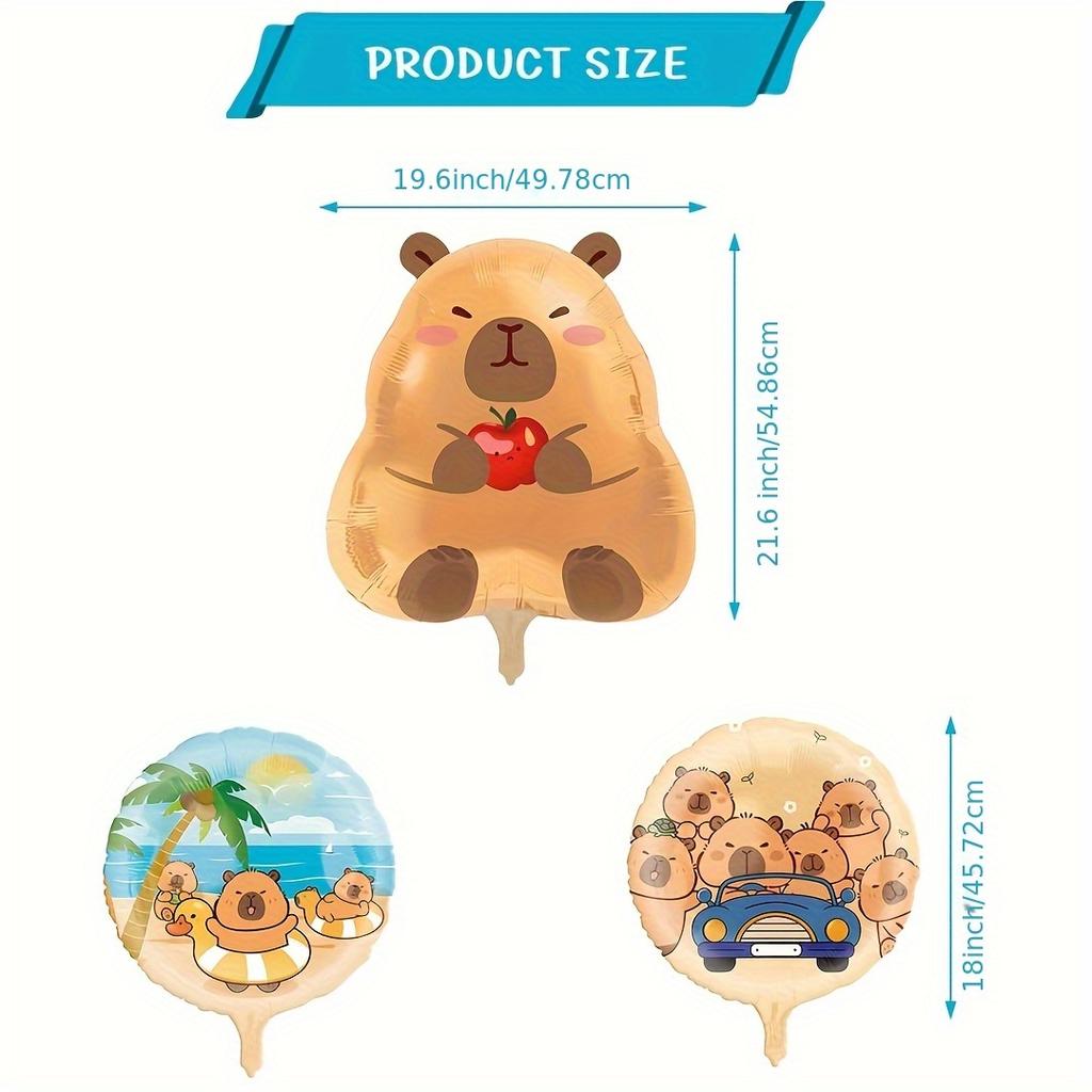 1Set Cute Cartoon Animal Capybara Aluminum Foil Balloon Child Birthday Party Decoration Foil Balloon Baby Shower Gift Supplies