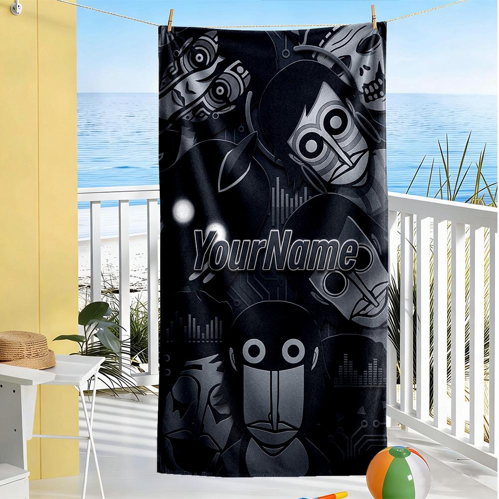 Incredibox Customized Name Beach Towel Super Soft & Absorbent Ideal for Travel Outdoor Swim Pool Yoga Surf Camping Hiking Gym Gift Holiday