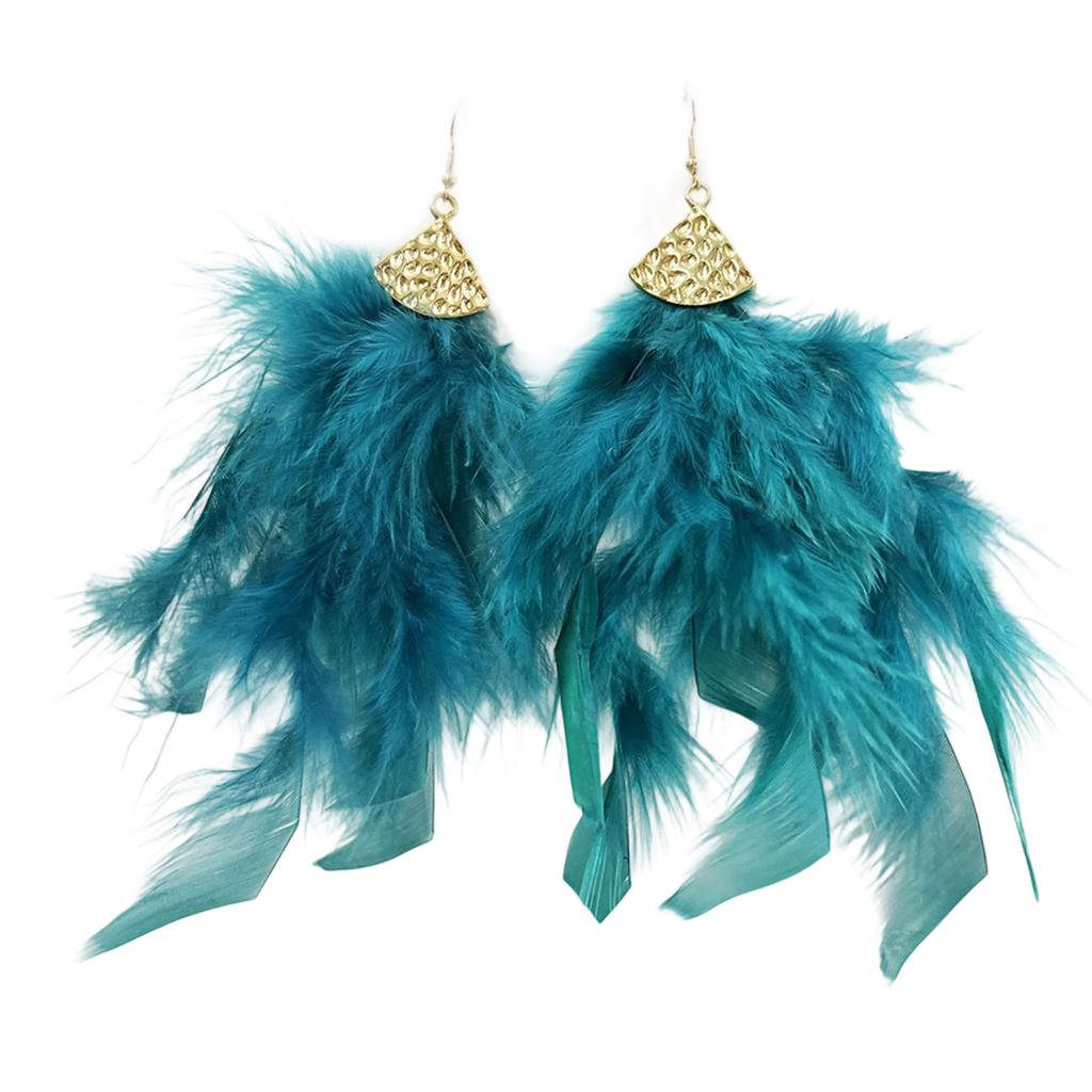 Bohemian Feather Tassel Drop Earrings Lightweight Hypoallergenic Handmade Feather Ear Drops Jewelry For Women