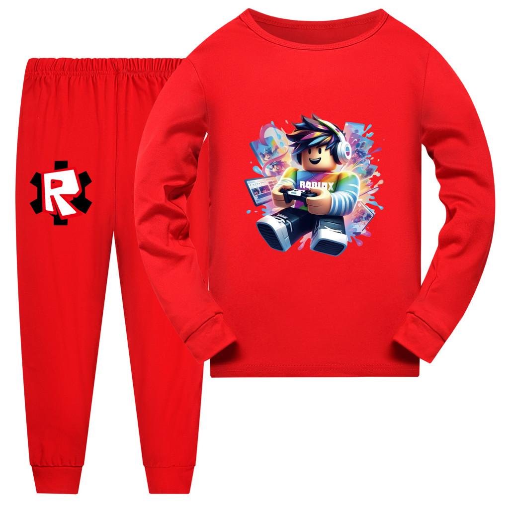 5529 Kids Boys Girls Game Cartoon Print Long Sleeves T-shirt Pants Pajamas Sleepwear Sleeping Sets