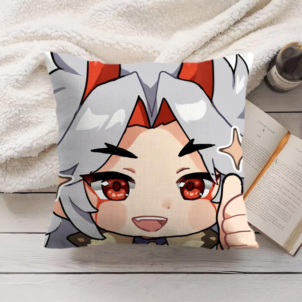 Arataki Itto Cute Genshin Impact Cushion Cover Silky Short Plush Invisible Zipper Dustproof Sofa Pillow Case For Home Decor