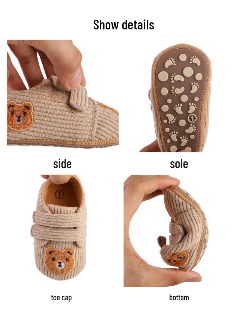Trendy Corduroy Cartoon Baby Walker Shoes with Non-slip Soft Soles - Ideal Pre-walking Footwear (Style 2216)