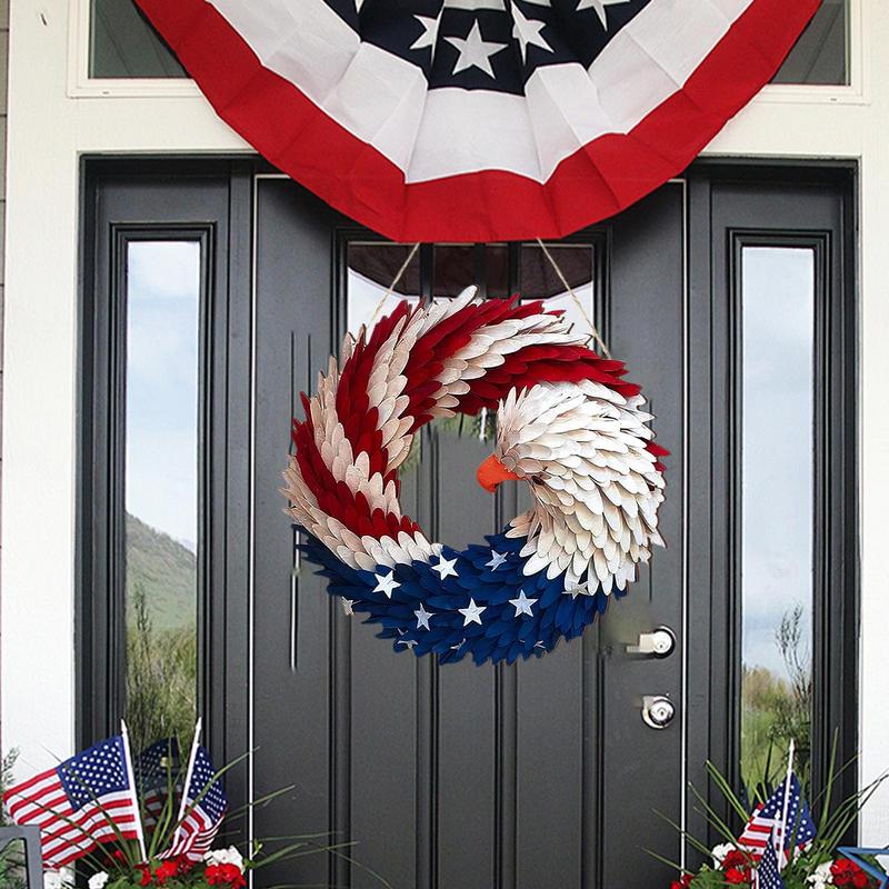Patriotic Wreath Red White Blue Eagle Flag Garland Independence Day Decorations Renewed Brave Wings Garland For Home Use