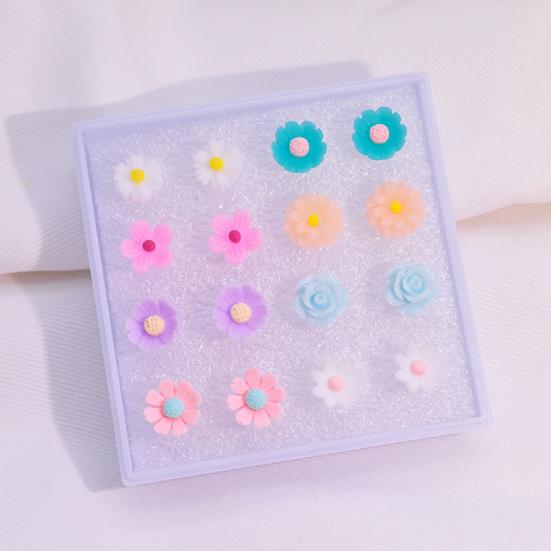 Yousheng 8/6 Pairs Women Ear Studs Set Contrast Colors Different Flower Anti-allergy Non-irritation Plant Decorative Vivid Shape Rose Stud Earrings