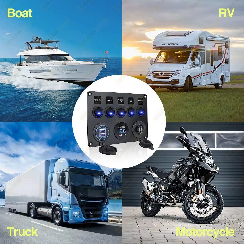 12V/24V Inline Fuse Box Dual USB Socket ON-OFF Toggle For Car LED Voltmeter Power Outlet  Camper