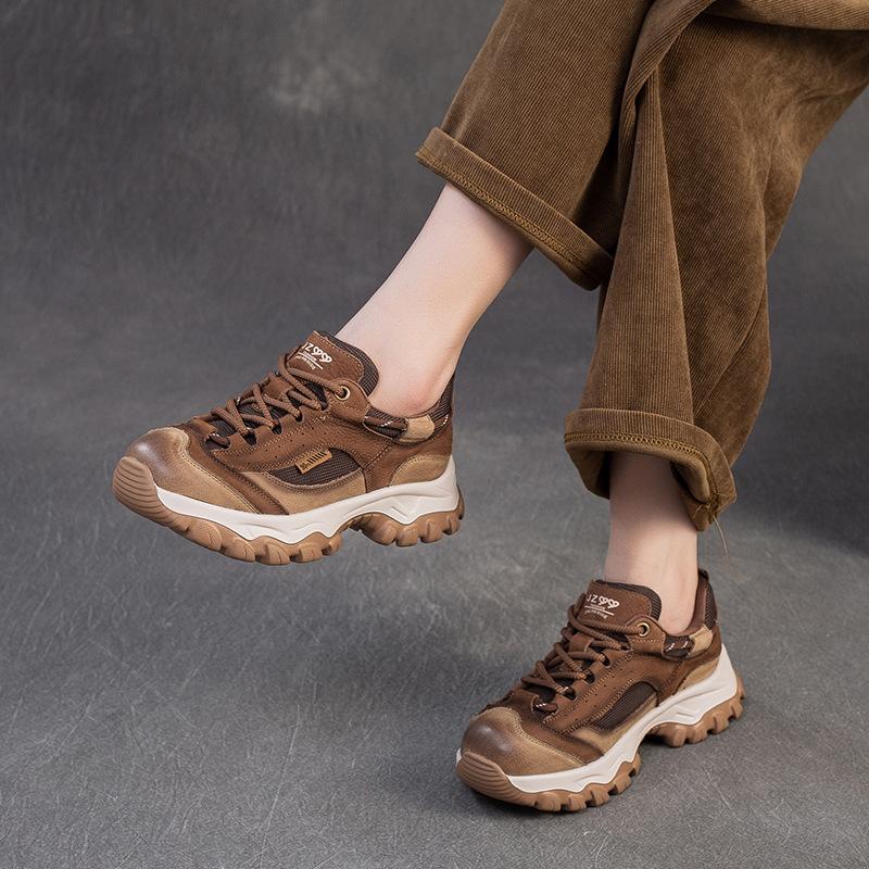 Módní GKTINOO šněrovací dámské ploché boty tenisky z pravé kůže s měkkou podrážkou 2025 nové ručně vyráběné lehké sportovní platformové tenisky