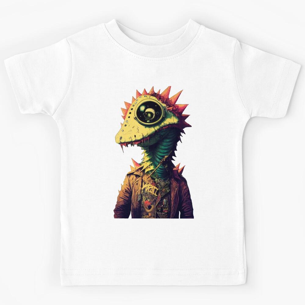 Punk Rock Pop Dino Dinosaur Kids T-Shirt 110