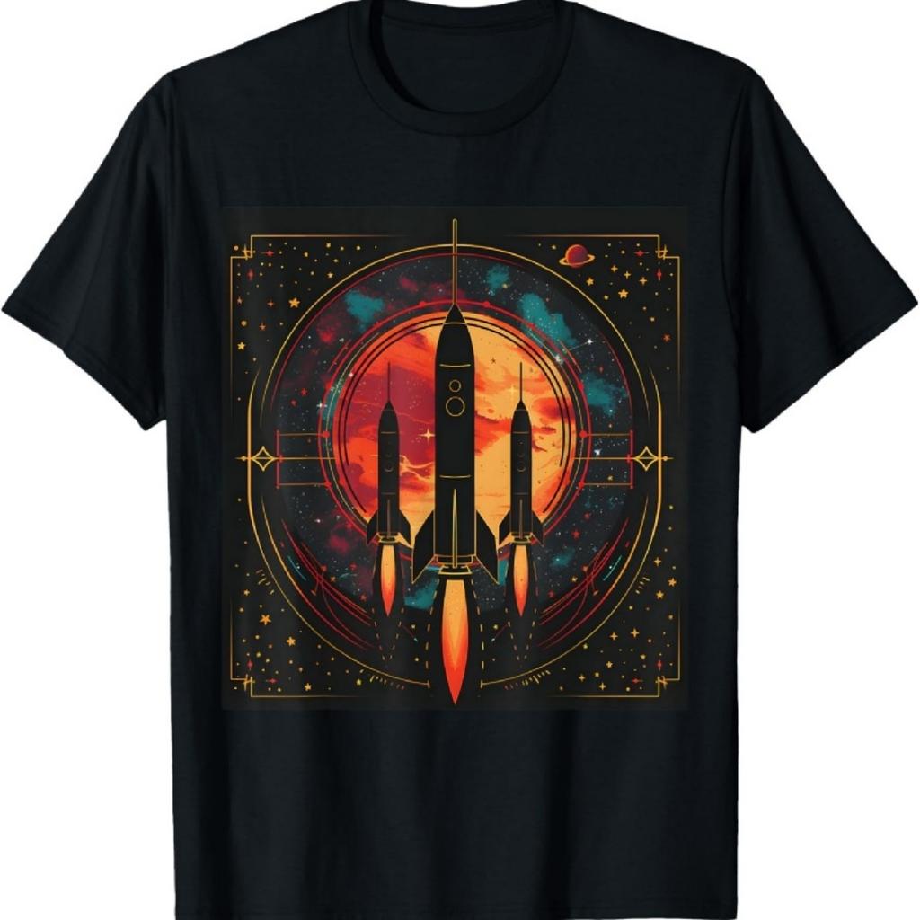 Interstellar Journey Rocket Against Infinite Darkness T-Shirt
