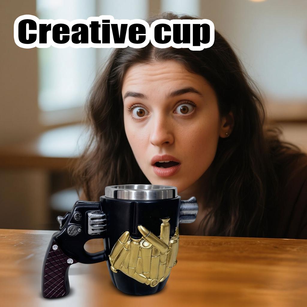 Caneca de Pistola com Design de Copo de Aço Inoxidável e Artesanato Criativo em Resina Caneca de Café