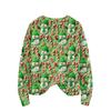 Women's Christmas Print Cardigan Long Sleeve Round Neck Knit Top