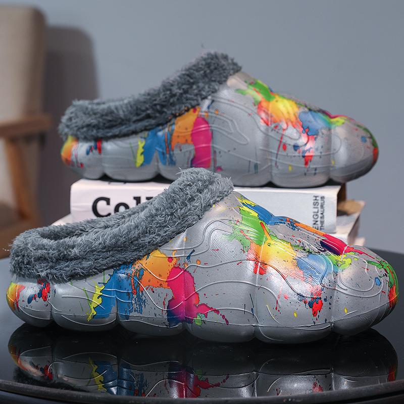 Зимние женские и мужские плюшевые тапочки — фото 8