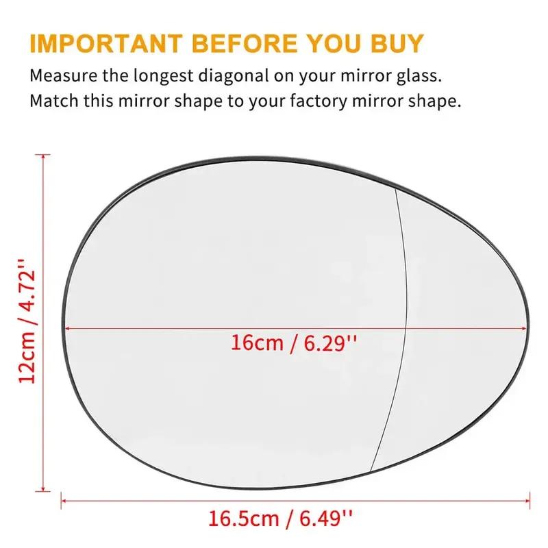 For BMW MINI R55 R56 R57 R58 R59 R60 R61 2PCS Outer Rearview Side Wing Mirror Lower Glass Lens Reflector Lens Car With Heated
