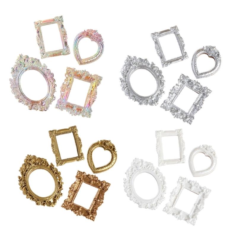 12Pcs Mini Picture Frame Small Antique Resin Photo Frame Oval Rectangular Wall Hanging Display Table Frame Decors Gift