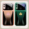 Blue Gradient Camellia For Samsung A20 30 22 23 24 25 26 31 32 A33 34 35 42 50 51 52 53 54 55 56 70 71 72 73 Glass Phone Case