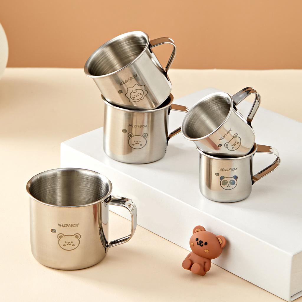 Anti Drop 304 Stainless Steel Mug With Handle Mini Portable Tea Milk Cup Cute Kid Water Cup Outdoor Picnic Drinkware