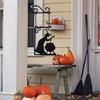 Metal Wall Hanging Halloween Witch Decoration with Cauldron Hanging Sign Indoor Outdoor Halloween Craft Ornament for Seasonal Home Display