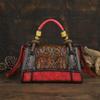 Borsa in Pelle Goffrata Stile Cinese Vintage Grande Capacità Borsa a Mano da Donna Borse a Spalla Versatili