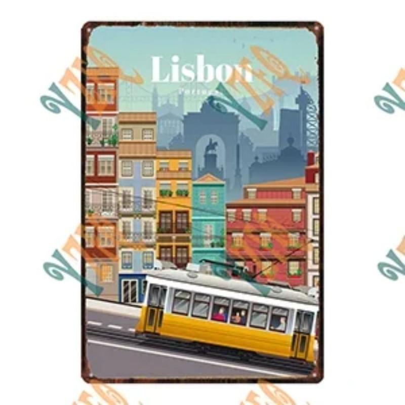 Cityscape Travel Metallschild, Urbanes Landschafts-Wanddekor 20x30cm