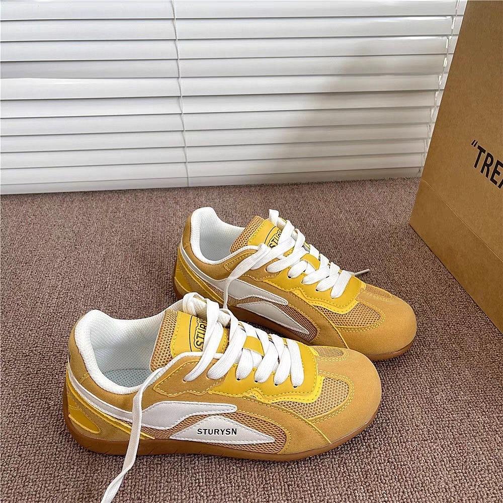 Couple Soft-soled Casual Forrest Gump Shoes Women's 2025 Summer Yellow and White German Training Shoes Retro Sports Casual Racing Shoes