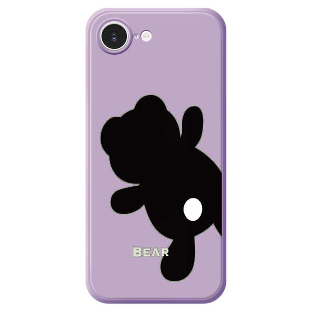 For iPhone 16e Case Black Bear Back Pattern Printing Straight Edge TPU Phone Back Cover