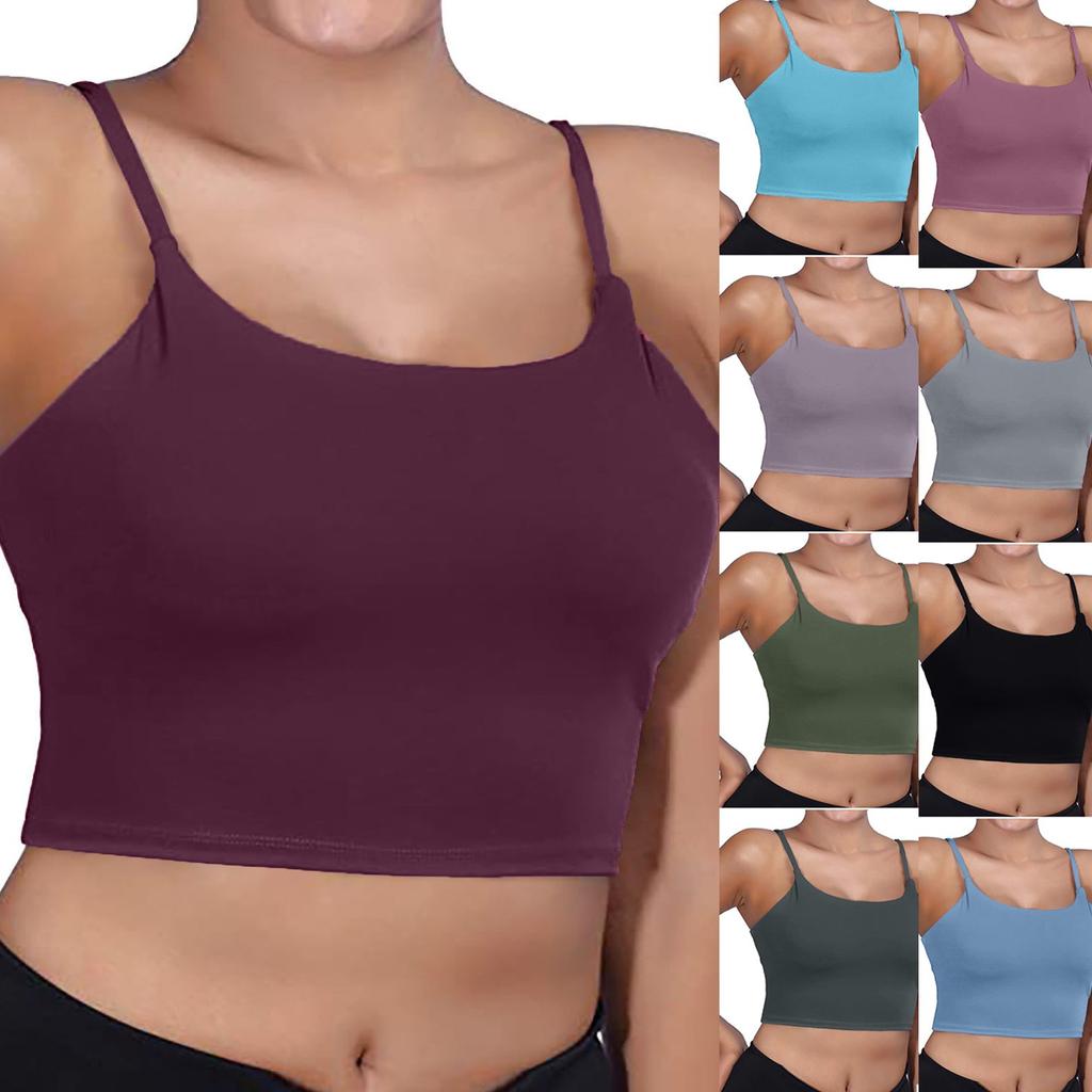 Fashion Women Sleeveless Casual Vest Ladies Chest Pad Movement Short Tank Tops