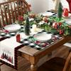 4pcs Christmas Placemats 12x18 Inches, Christmas Gnome Black and White Plaid Pattern Linen Placemats, Suitable for Holiday Dining and Kitchen Table