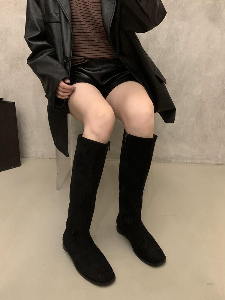 Soft Leather British Style 2025 Knight Boots Square Head Thick Low Heel Autumn and Winter Thin Boots But Knee Versatile Fashion Single Boots
