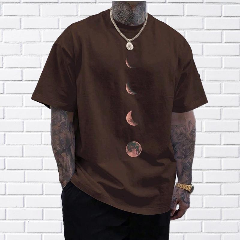 Nové letní pánské módní tričko s potiskem Země a Měsíce