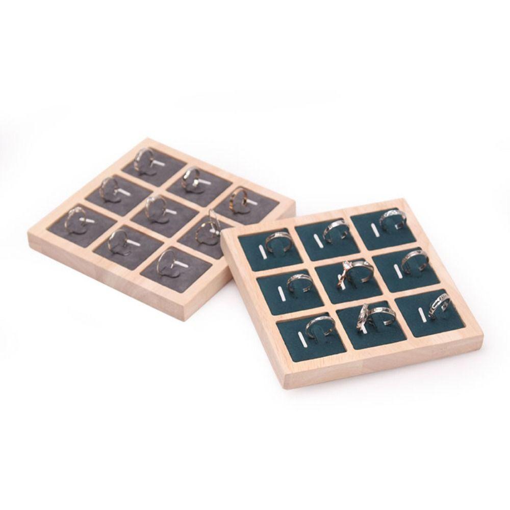 9 Grids Wooden Jewelry Show Props Ring Holder Case Wedding Ring Box Earrings Rings Organizer  Women