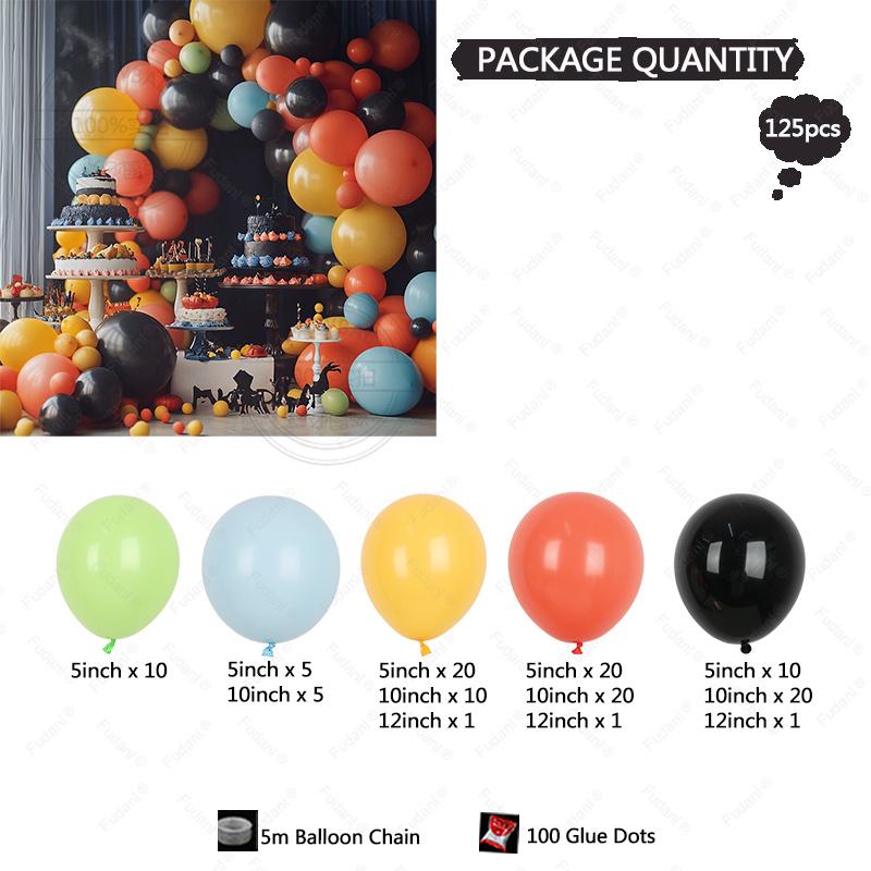 

125PCS Halloween Balloon Set Black Orange Series Latex Balloon Chain Arch Set Halloween Party Festive Party Decoration Supplies· Other