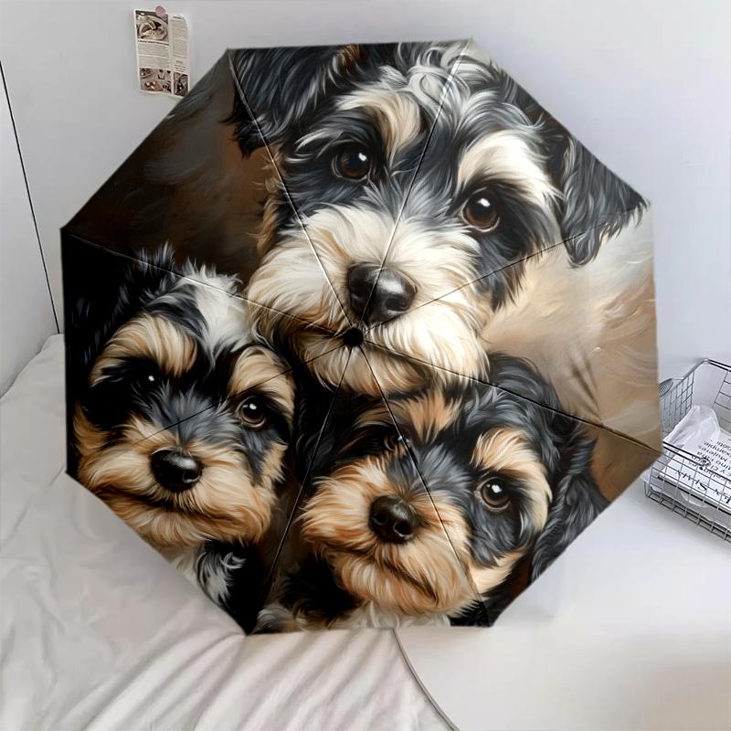 

Schnauzer pattern, automatic folding umbrella, portable and foldable design, 8 ribs, a Christmas or birthday gift.