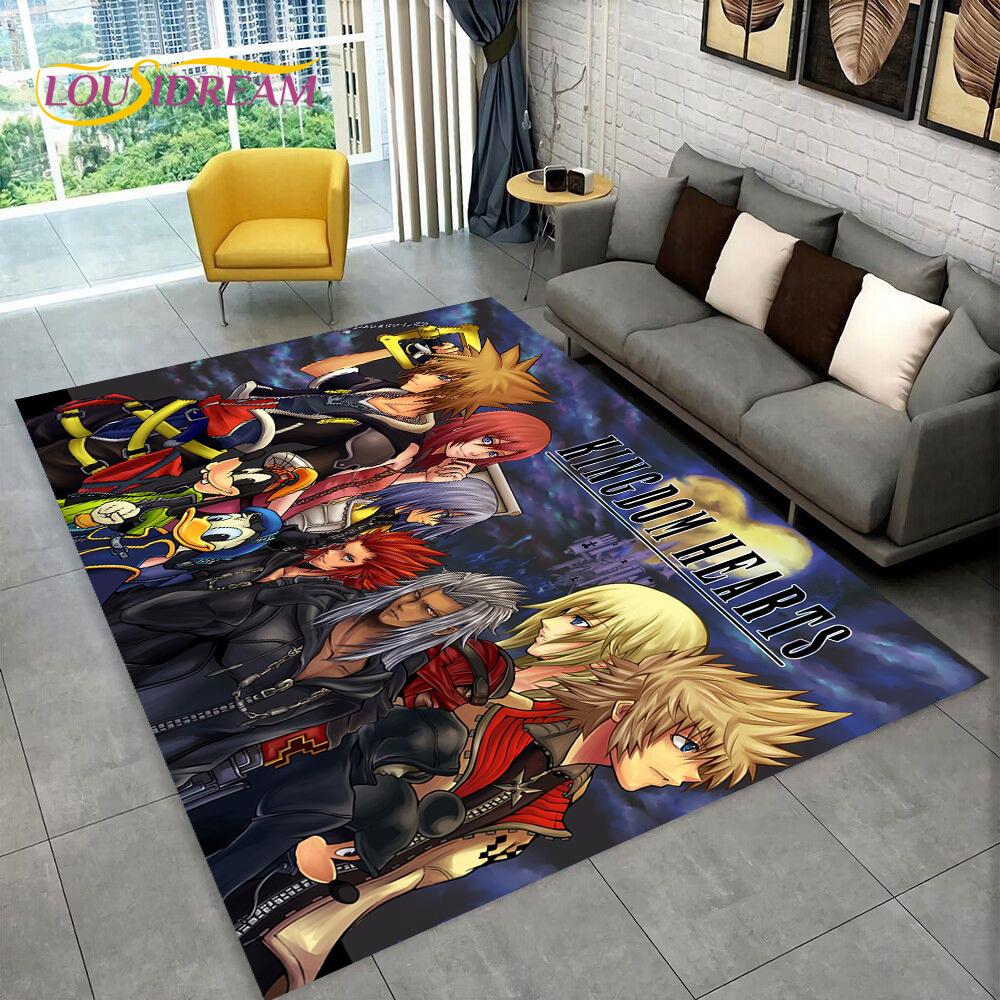 3D Cartoon Kingdom Hearts Game Carpet Rug for Home Living Room Bedroom Sofa Doormat Decor,kids Play Area Rug Non-slip Floor Mat