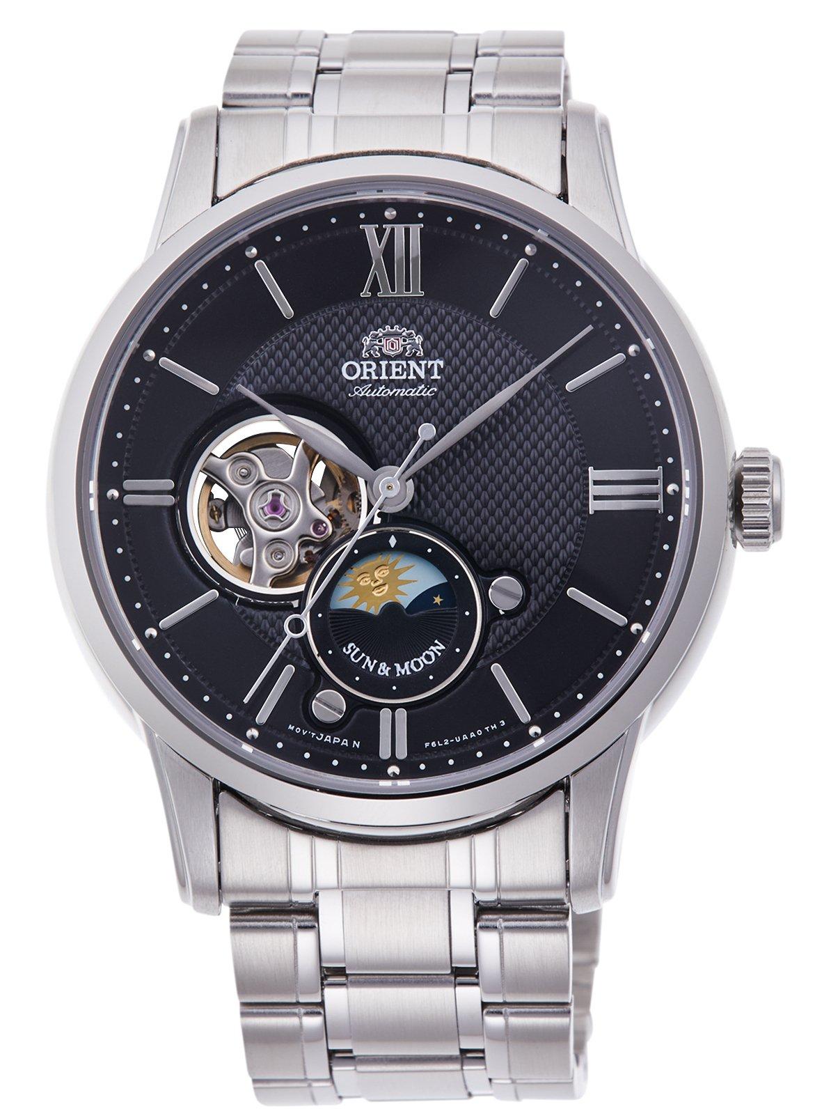 

Orient SUN & MOON Automatic Watch, Made in Japan, Classic, RN-AS0001B, Men s, Black, with Manufacturer s Warranty