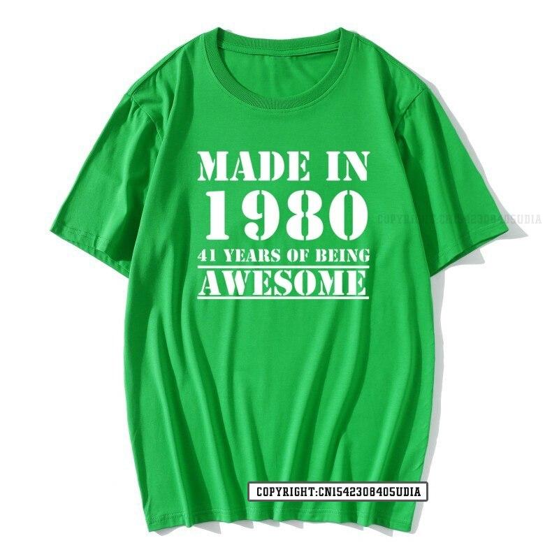 Grappig Gemaakt In 1980 41 Jaar Geweldig Zijn Verjaardag Print T-shirt Katoenen T-shirts Mannen Slim Fit Modieuze Tops Shirt