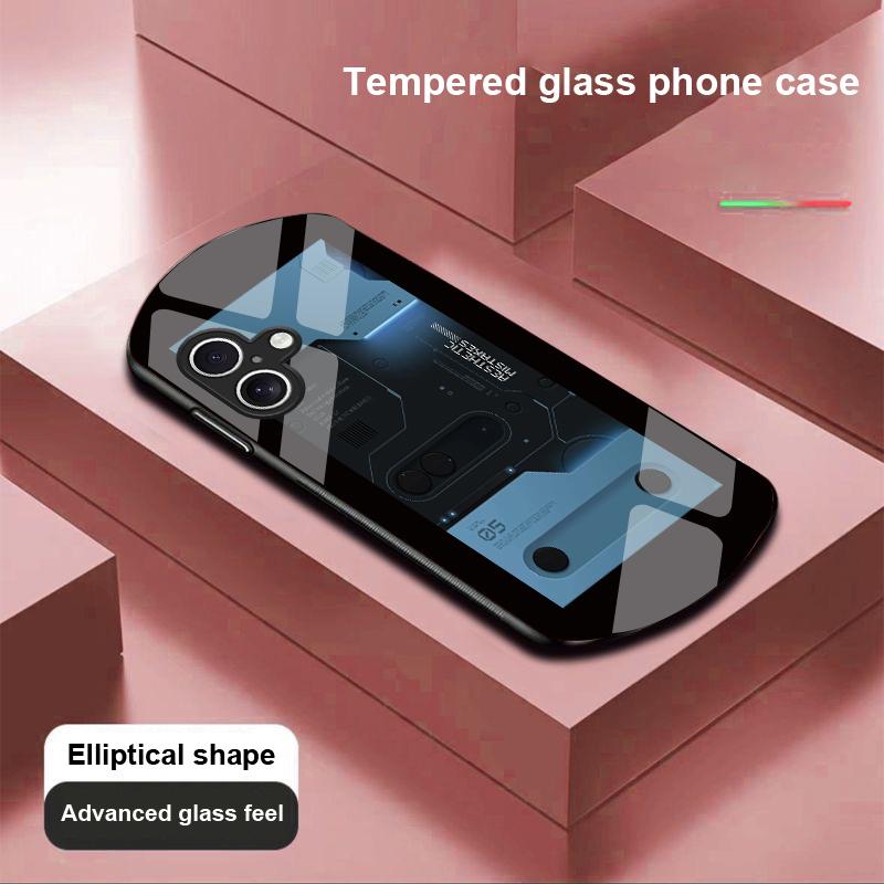 Machine Built-in For Apple IPhone 16 11 13 15 14 Pro Max 12 Mini 7 8 Plus XR X XS Elliptical Shaped Tempered Glass Phone Case