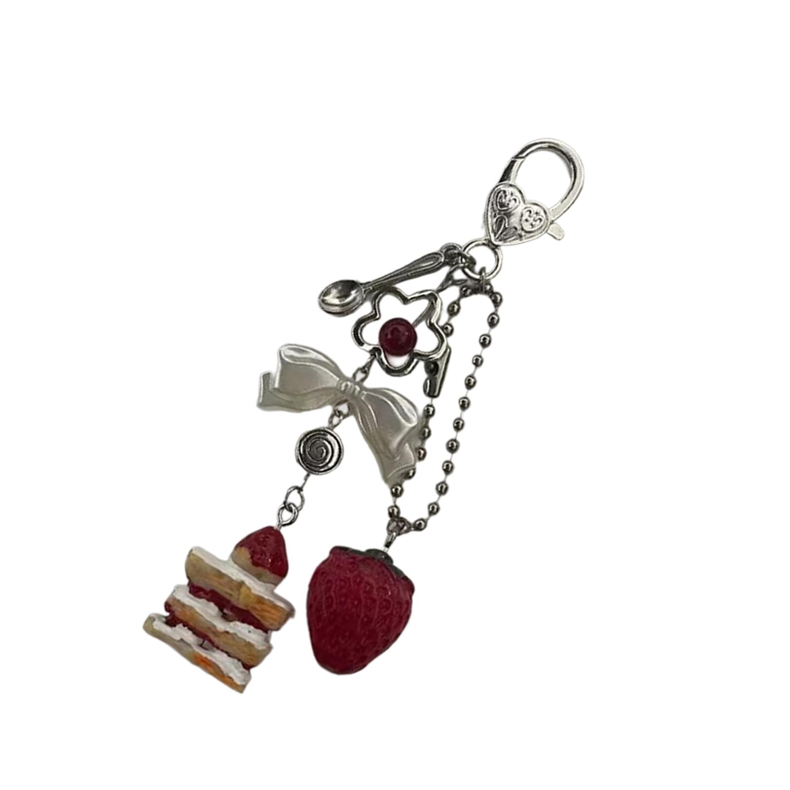 

Маленький шарм-подвеска в виде торта ручной работы, брелок для ключей, сладкий десерт, ювелирное украшение для ключей, акрил, сплав, текстура, подарок для молодых женщин