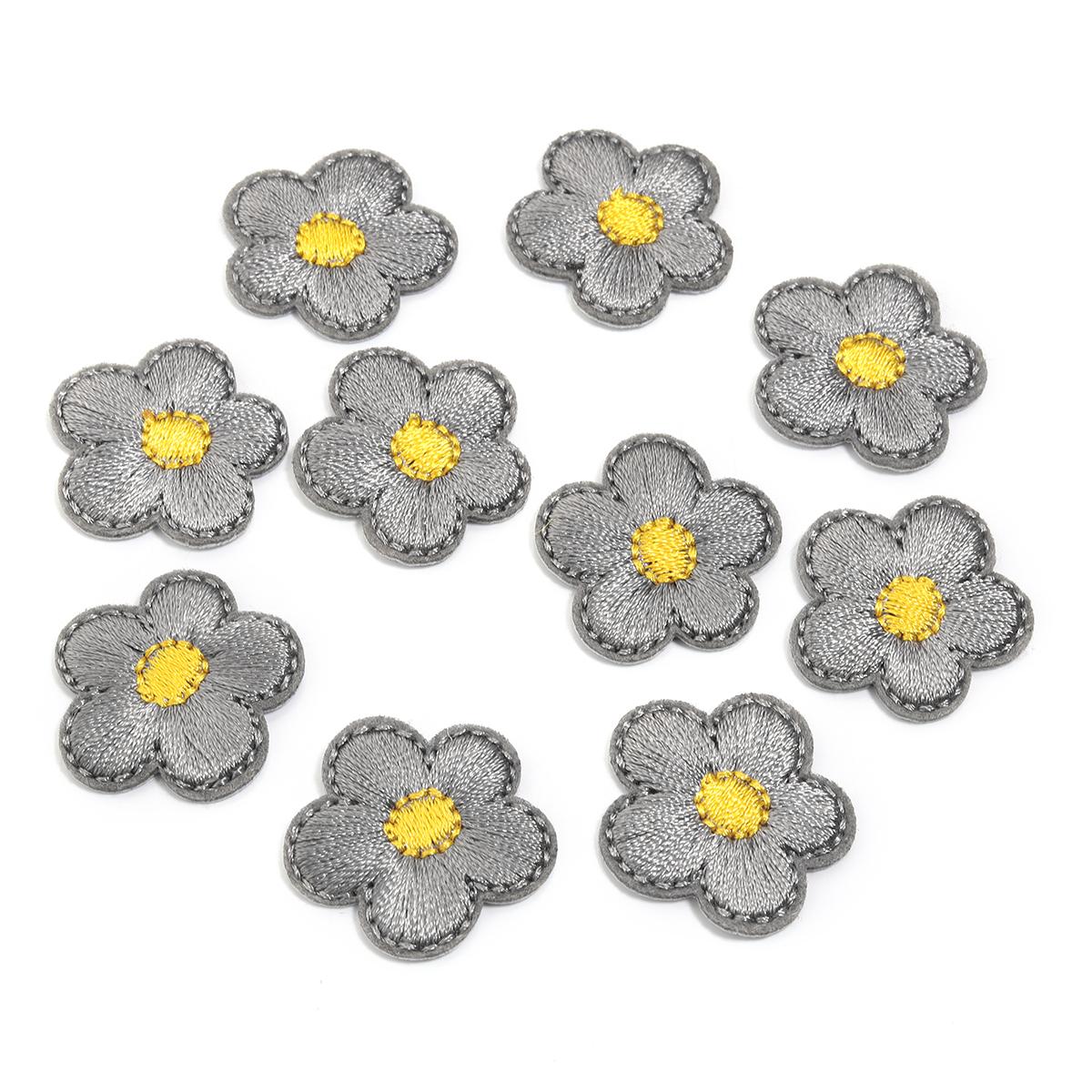 

10pcs/lot 23mm Cartoon Flower Embroidery Patches Fabrics Clothing Sewing Stickers Applique Garment Accessories Crafts Decoration сірий
