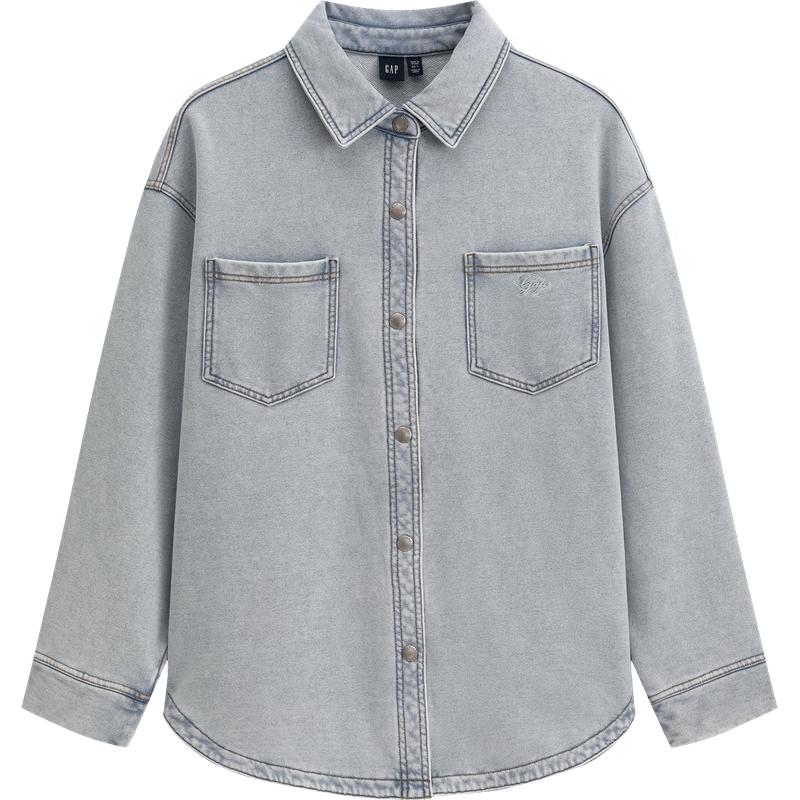 GAP Women s Retro Washed Logo Embroidered Long Sleeve Shirt S (160/84A)