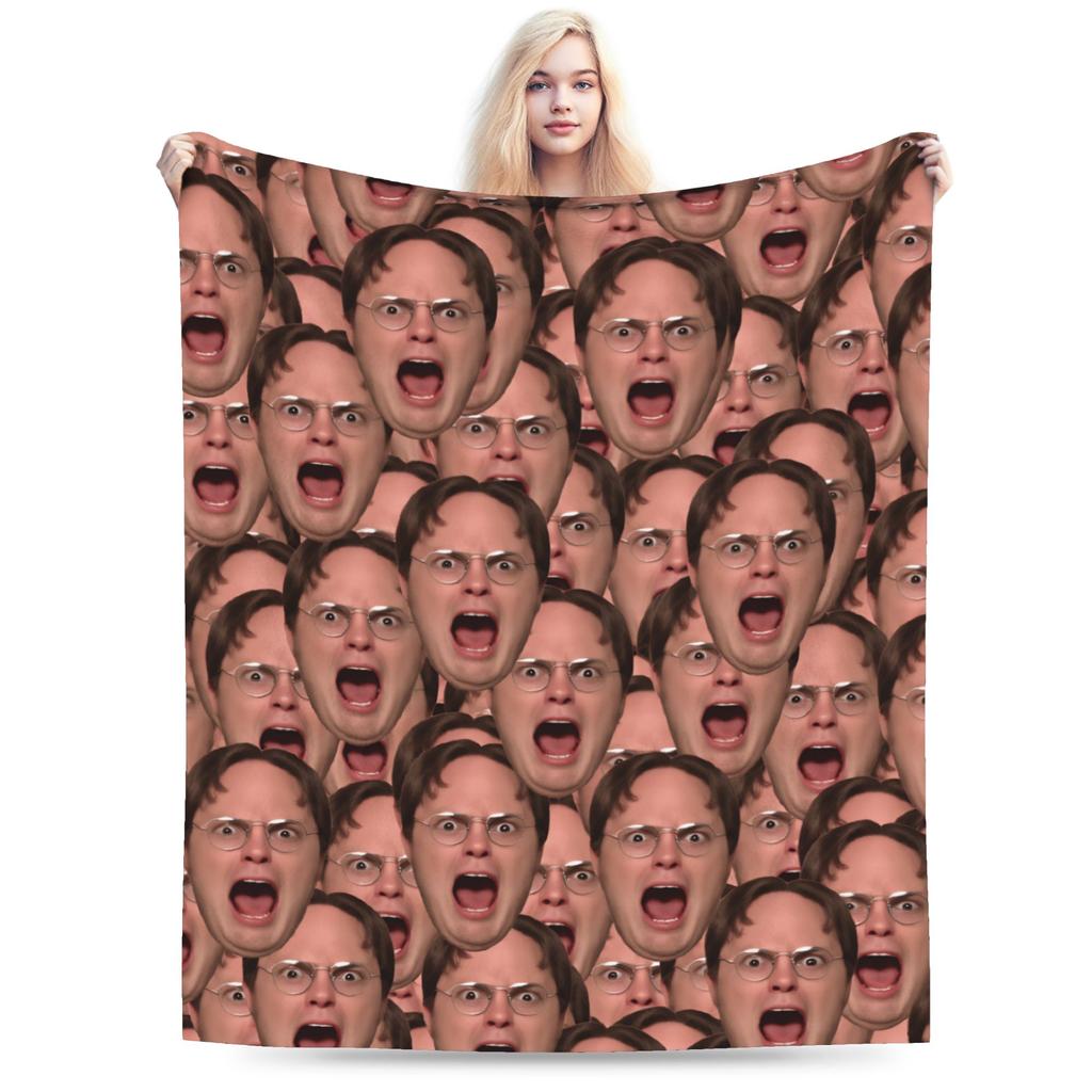 Dwight Schrute Collage Blankets Quality Warm Soft  Throw Blanket Winter Students Bedroom Graphic Bedspread
