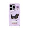 Applicable to Apple 16/17Promax mobile phone case embroidered dachshund soft case iPhone15/14 anti-drop protective case