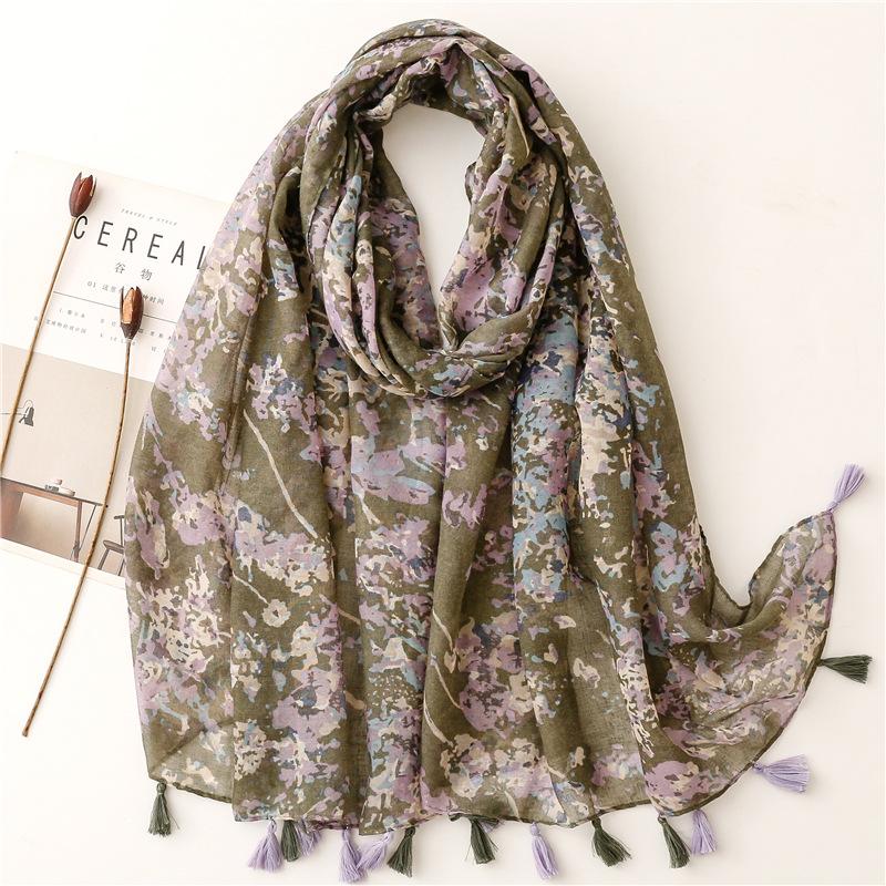 

Fashion Aztec Floral Thin Tassel Viscose Shawl Scarf Lady Print Soft Pashmina Stole Wrap Snood Bufandas Muslim Hijab Sjaal