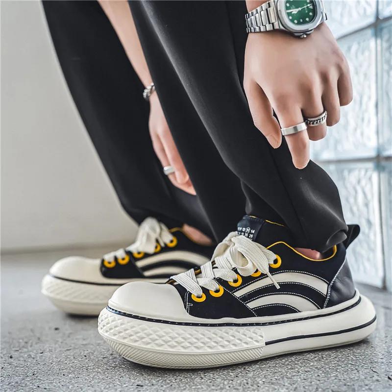 Brand Men's Canvas Mens Sneakers Man Black Harajuku Platform Canvas Shoes for Men Breathable Sport Casual Board Shoes Man