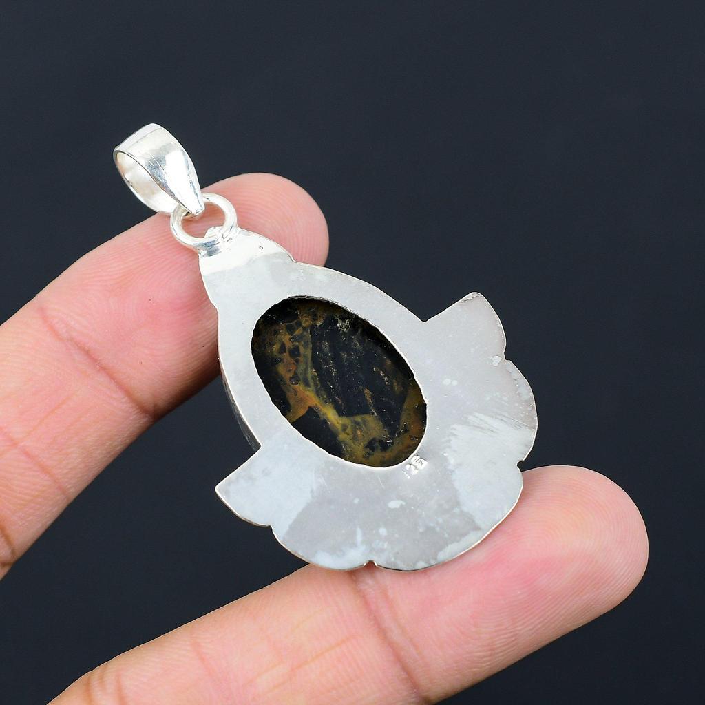 Natural Golden Pietersite Unique Handcrafted Wedding Pendant Jewelry 925 Silver