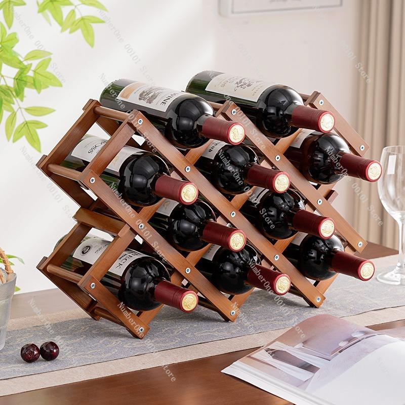 Desktop Wine Rack, Multi-Layer Wine Storage Rack, Red Wine Display Cabinet, Bamboo Bottle Holder for Home and Living Room