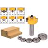 1Pc Rabbet Router Bit + 6Pcs Bearing Set Cutter Tenon Woodworking Carpentry Tool