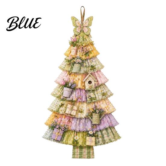 Vintage Style Seasonal Door Hanger Christmas Handmade Hanging Kit, Patchwork Tree Decoration DIY Sewing Thoughtful Gift for Set, Rustic Farmhouse