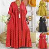 Vintage Chic Mode Damen Blumenprint V-Ausschnitt Rayon Strand Böhmisch Maxikleid Damen V-Ausschnitt Quaste Sommer Boho Kleider Robe