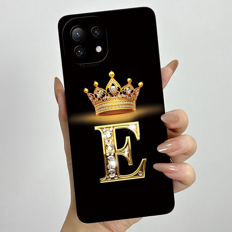 For Xiaomi Mi 11 Lite / 11 Lite 5G / 11 Lite 5G NE Crown Initial Letter Couple Phone Case Soft Silicone TPU Protective Casing